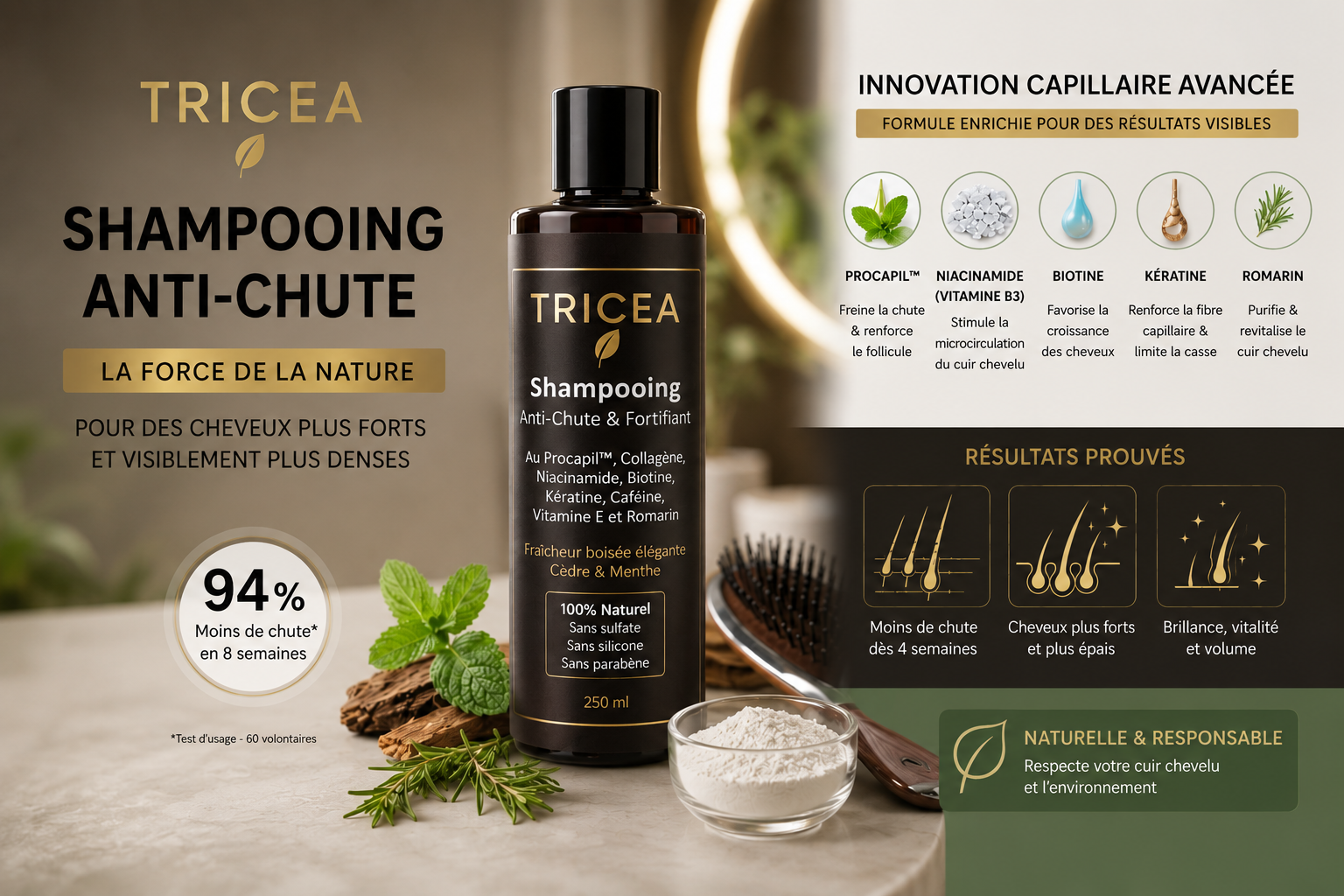 Votre shampooing TRICEA anti-chute et fortifiant